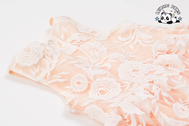 LEZONKIDS - New Design Organza Party Girls Dresses Sleeveless Tulle Rose Print Princess Kids Dresses